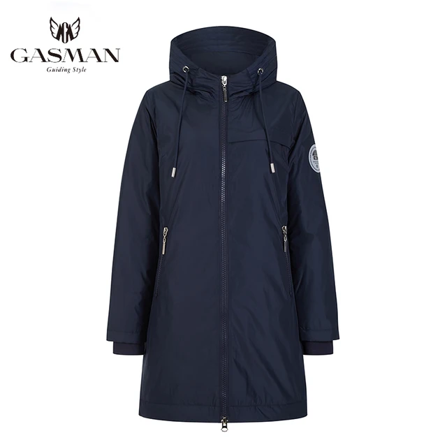 GASMAN Fashion brand blue warm autumn women s jacket Long hooded jacket for women coat solid cotton Female windproof down parka