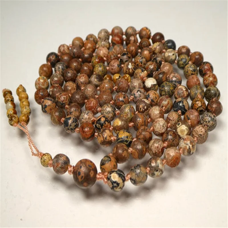 6mm Picture Jasper Gemstone 108 Beads Tassel Mala Necklace Meditation Handmade Yoga Mala Bless Lucky Mala Buddhist Reiki Wrist