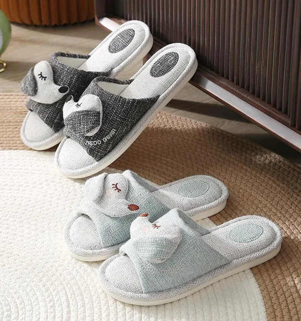 Pantoufles d int rieur en coton m lang pour femmes et hommes chaussures plates mignonnes de