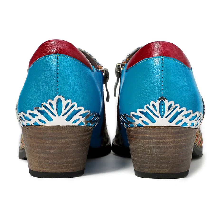 Spring Autumn New Fashion Casual Thick High Heels Oxford Shoes For Woman Retro Print Genuine Leather Pumps Women Brogues Shoes (8)