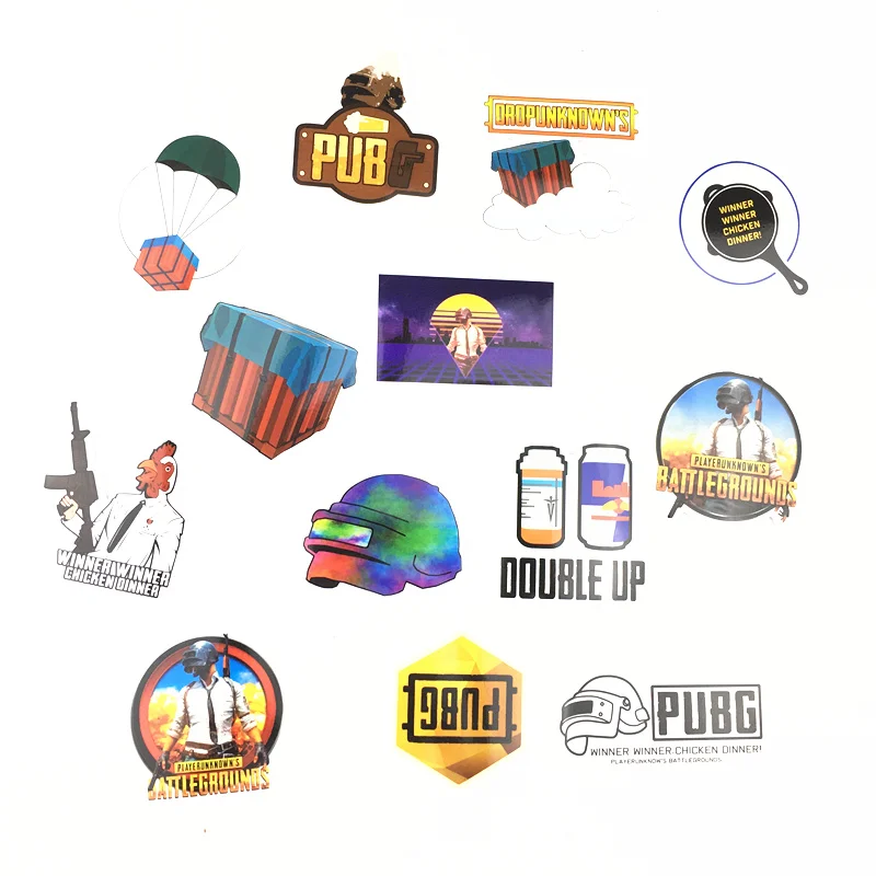 29 шт./лот Playerunknown's Battlegrounds PUBG стикер Холодильник Скейтборд чехол на колесиках наклейки рюкзак столы водонепроницаемый ПВХ