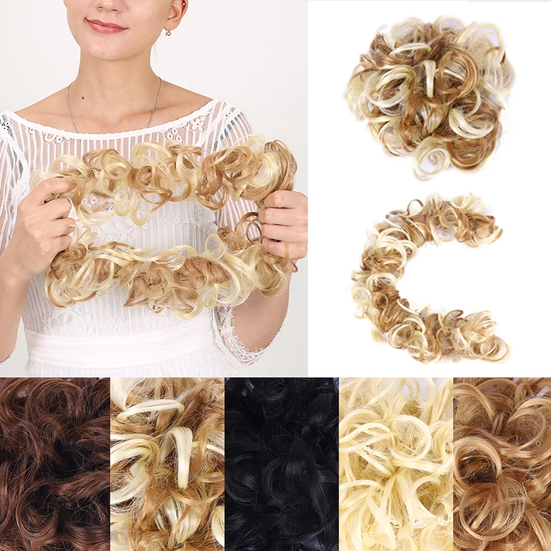 LUPU Synthetic Hair Bun Messy Chignon WIth Rubber Band Updo Donut Roller Scrunchie Hair Pieces For Women High Temperture Fiber
