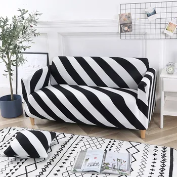 

Combination sofa cover universal elastic sofa cover living room armrest cover sofa black and white geometric sofa cover spandex
