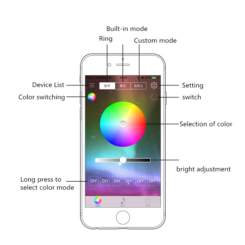 Неоновый светодиодный светильник 5 в 1 со звуком 6 2 м RGB разноцветный Bluetooth 12