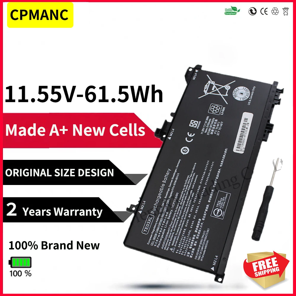 Cpmanc 11.55v 61.6wh Te03xl Novidades Bateria do Portátil para hp Tpn-q173 Te03xl Hstnn-ub7a 15-bc011tx 15-bc012tx 15-bc013tx