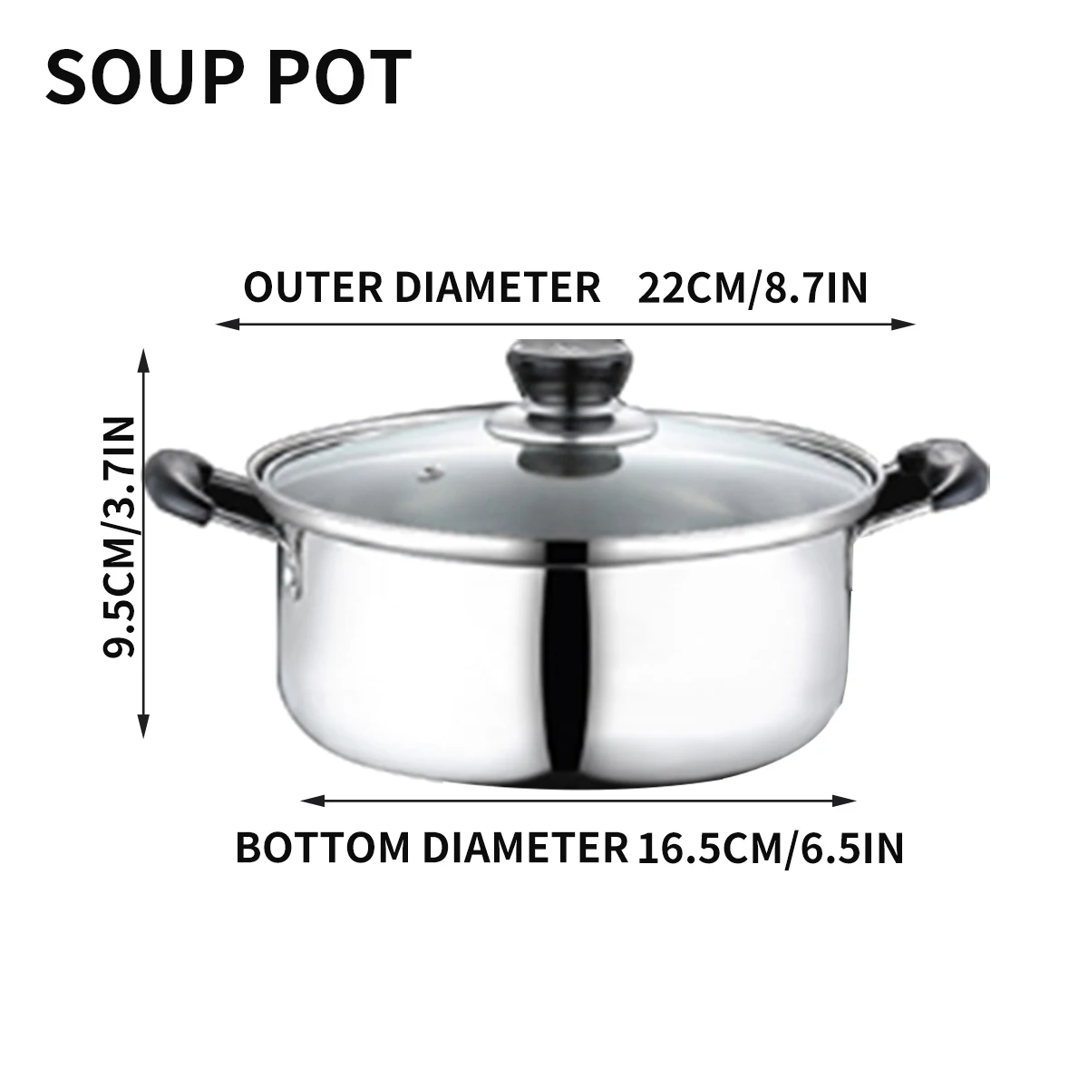 3pcs/Set 410 Stainless Steel pot Polish Soup Pot Cookware Set+ Frying Pan+Milk Pan With Glass Lid Induction Cooker Gas Stove