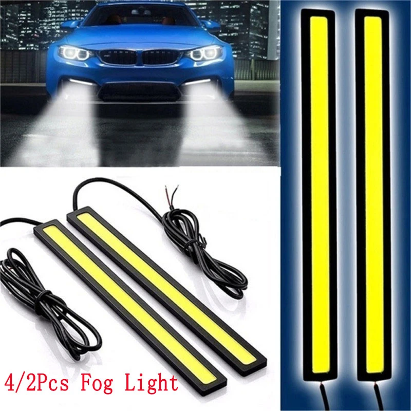 2pcs17CM Universal COB LED Car Daytime Running Lamp DRL Driving Strip Light 6W 