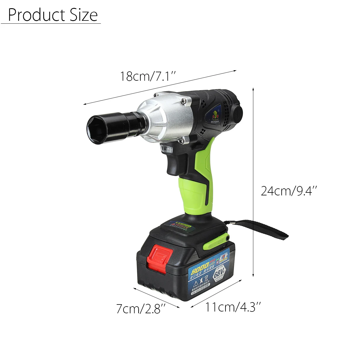 Rechargeble Impact Cordless Wrench 278NM Torque Socket Wrench 68V 8000mAh 2pcs Lithium-Ion Battery Wrench Power Tools