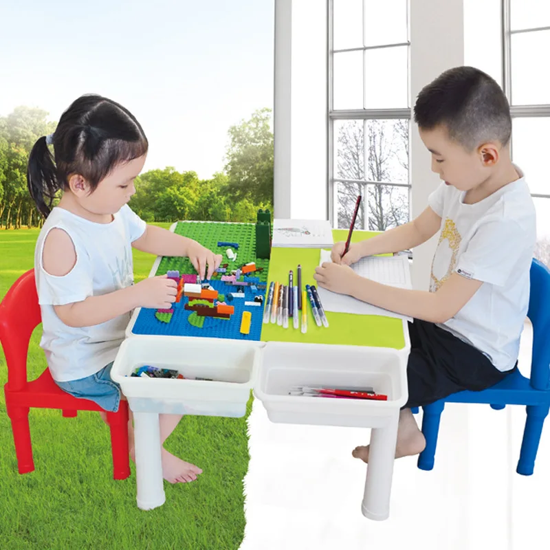 

Creative Children Multi-functional Assembling Building Blocks Game Table Toy Kids Educational Storage Study Table Hot Selling