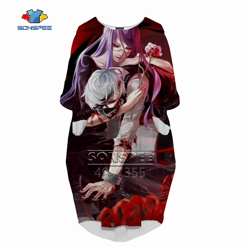 SONSPEE 3D печатных Kirishima Tōka Harajuku женское модное Повседневное платье в стиле хип-хоп высокого качества с длинным рукавом женская одежда для девочек L17