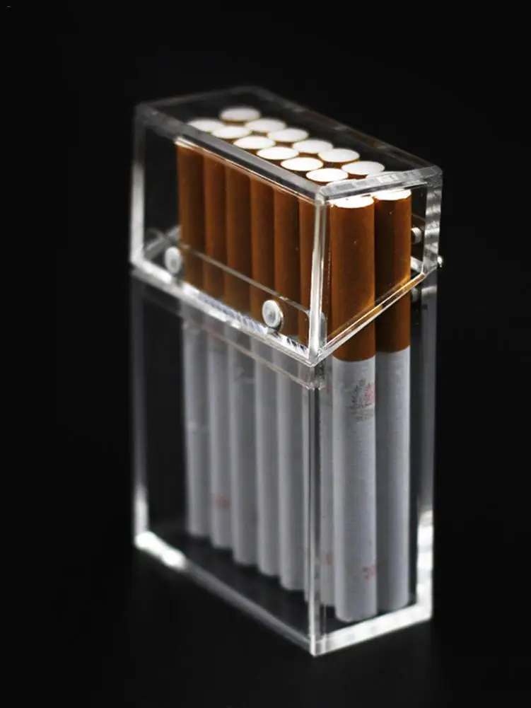 

Fashion Acrylic Transparent Cigarette Case Metal Accessories Thick Portable Lighter Package Dust-proof Storage Box