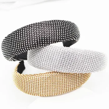 

Women Princess Tiara Sequins Wide Headband Reflective Colorful Sponge Padded Hair Hoop Dance Party Styling Thick Boutique Headwe