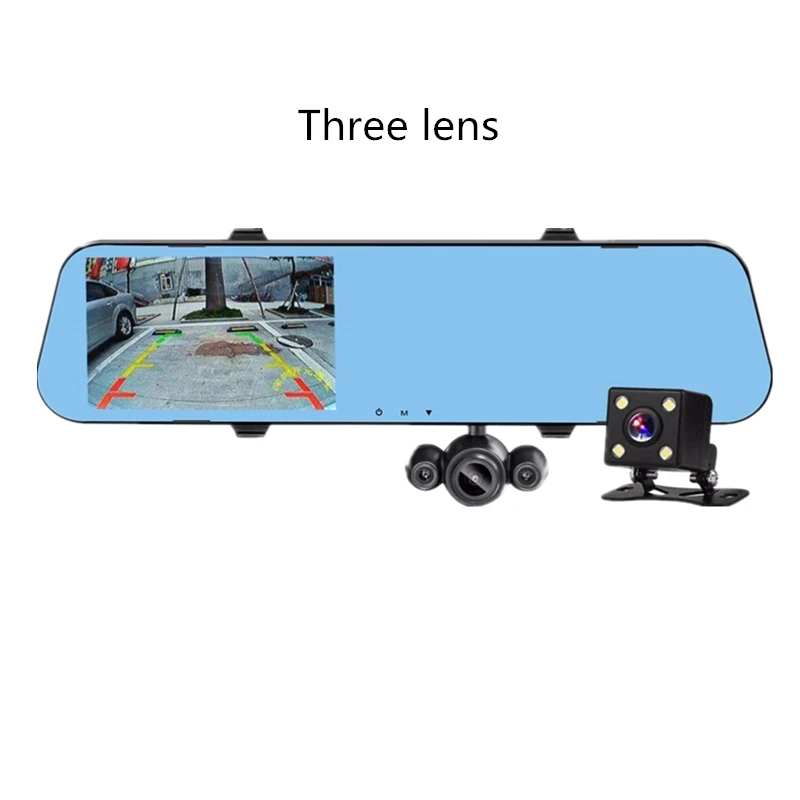 Three lens Vikewe Автомобильный видеорегистратор 3 камеры s объектив 4,0 дюймов Даш камера двойной объектив с камерой заднего вида видеорегистратор авто регистратор цифровые видеорегистраторы - Название цвета: Three lens