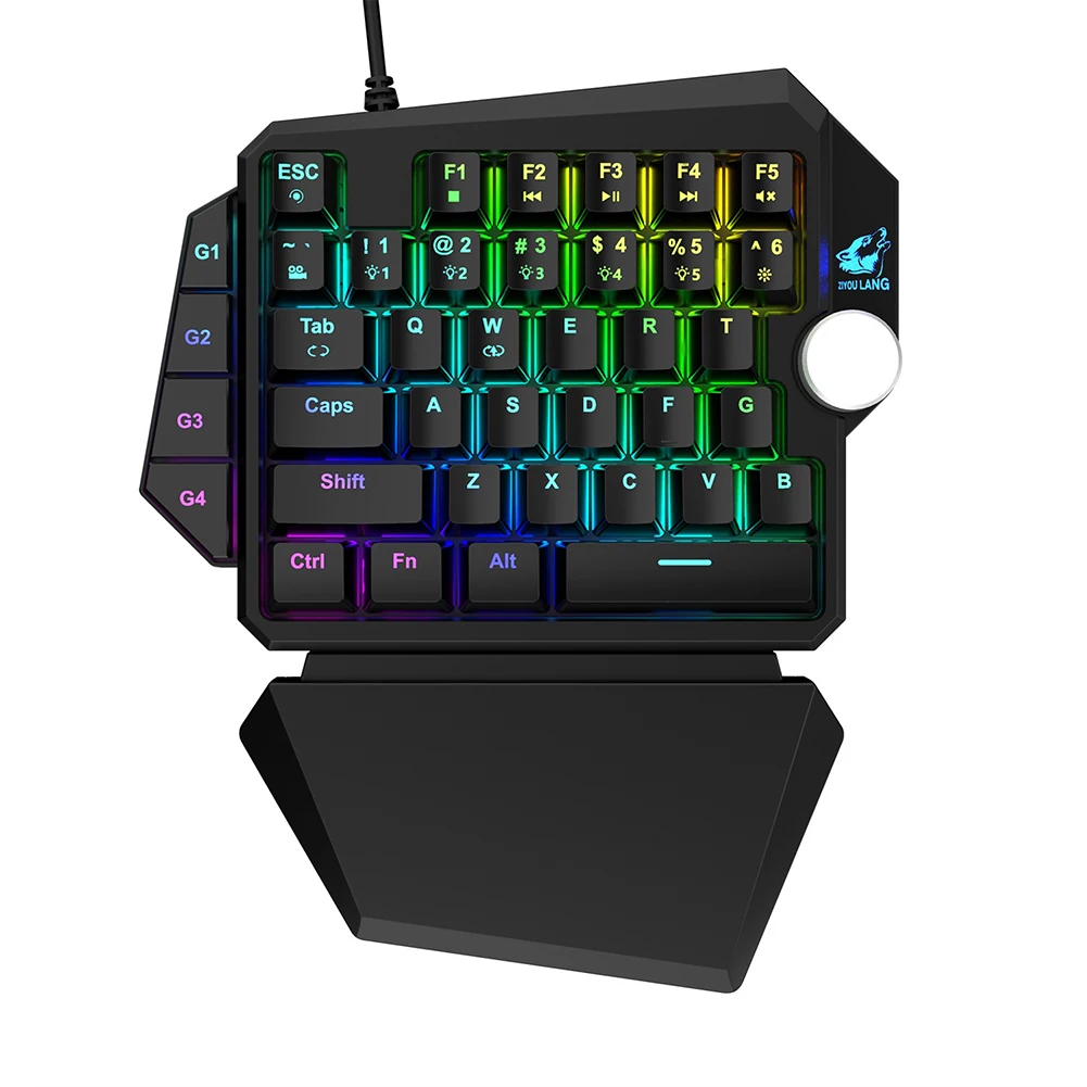 RGB Механическая игровая клавиатура K5 для одной руки 35 макроклавиш синий