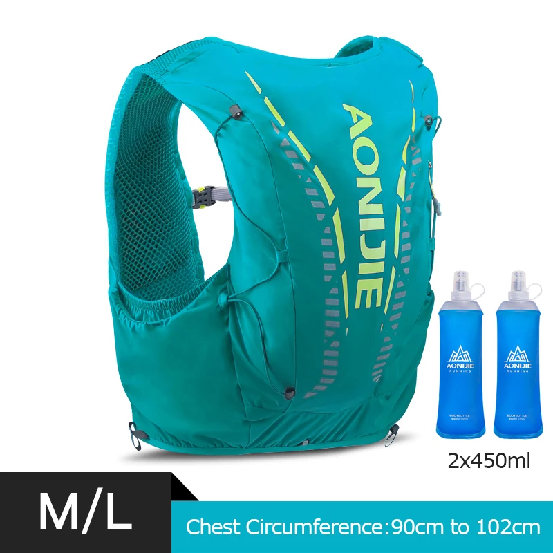 ML Turquoise 450ml F AONIJIE C962 рюкзак для бега, гидратация, сумка, жилет, мягкая фляга для воды, для походов, прогулок, велоспорта, марафона - Цвет: ML Turquoise 450ml F