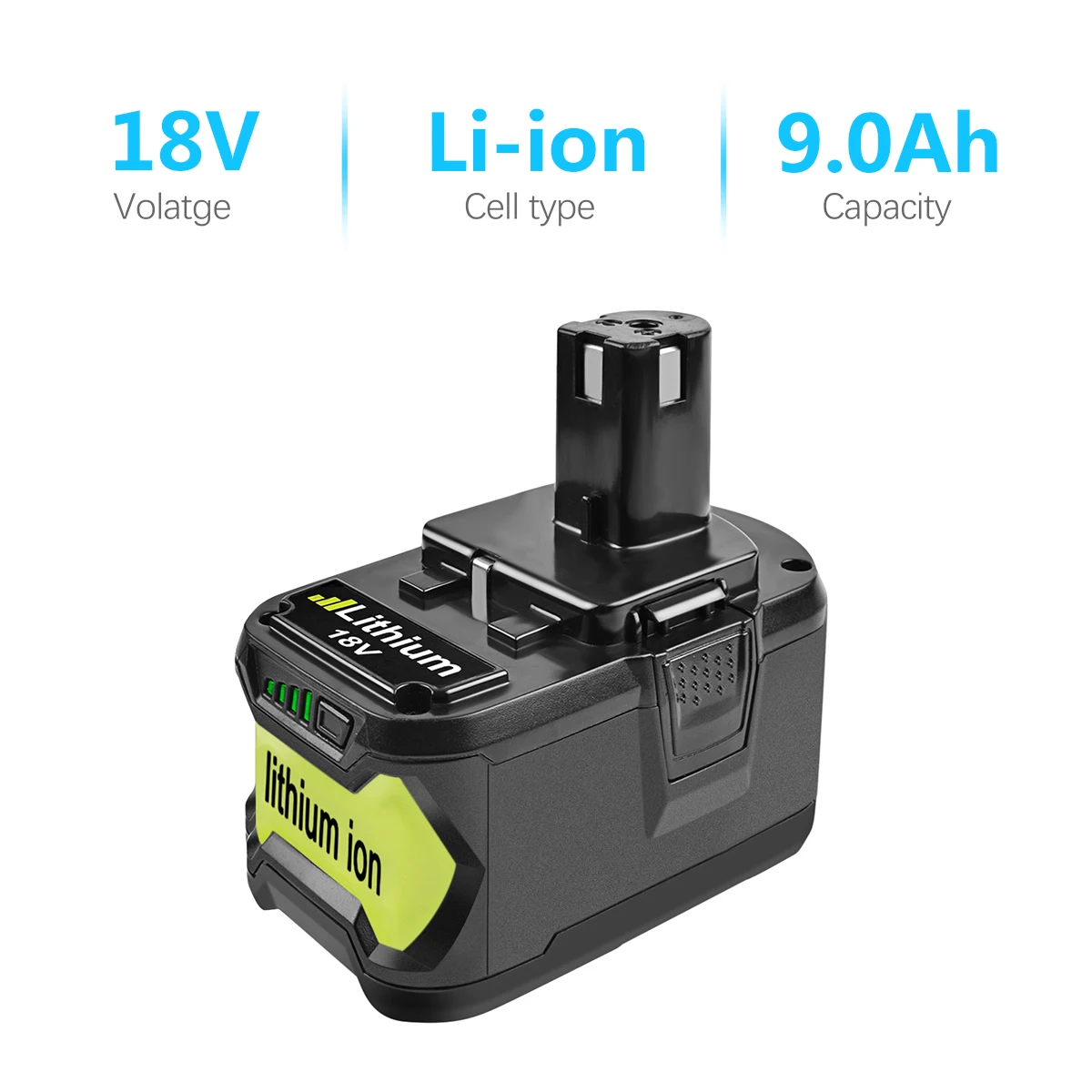 Powtree для Ryobi 9000mAh 18V P108 литий-ионная аккумуляторная батарея для электроинструмента RB18L40 P107 P104 BIW180 - Цвет: 9000mAh