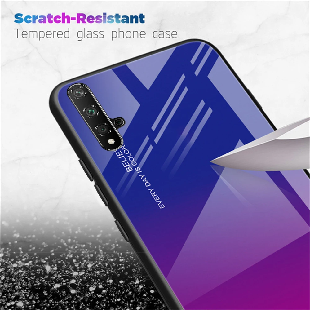 Стеклянный чехол для huawei Nova 5 t, чехол, роскошный градиентный чехол из закаленного стекла, чехол для huawei Nova 5 t Global, чехол для телефона