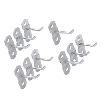 

10PCS Tool Hanging Hook Metal Display Rack Metal Shop Goods Shelf Hooks Thickening Square Hole Plate Tool Hooks Household Kitche