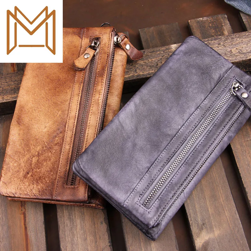 

Head Layer Cowhide Long Used Genuine Leather Wallet Texture Manual Position Mobile Phone Wallet Tide