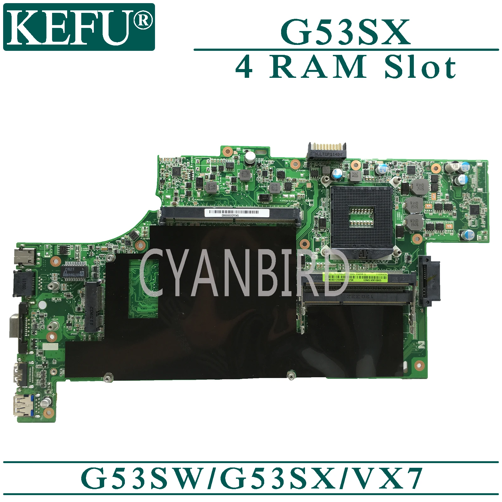 

KEFU G53SW original mainboard for ASUS G53SX VX7 with 4x RAM Slot Laptop motherboard