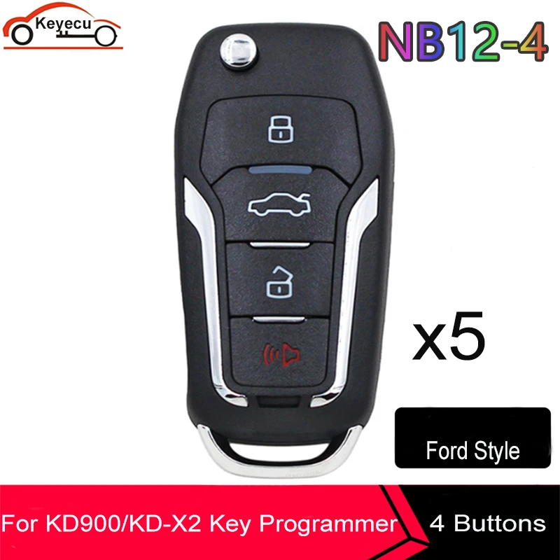 

KEYECU 5pcs 4 Button Multi-functional Remote Control NB12-4 NB Series Universal for KD900 URG200 KD-X2 All Functions In One