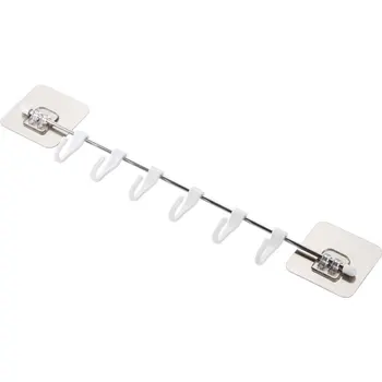 

Adjustable Strong Adhesive Hook Kitchen Wall Hanging 6 Even Row Hooks Creative Bathroom nail-free Rack Hanger Hook