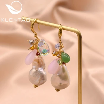 

XlentAg Lrregular Big Natural Baroque Pearl Earrings Wedding Gift For Women Girl Lovers' Luxury Jewelry Accesorios Mujer GE0829