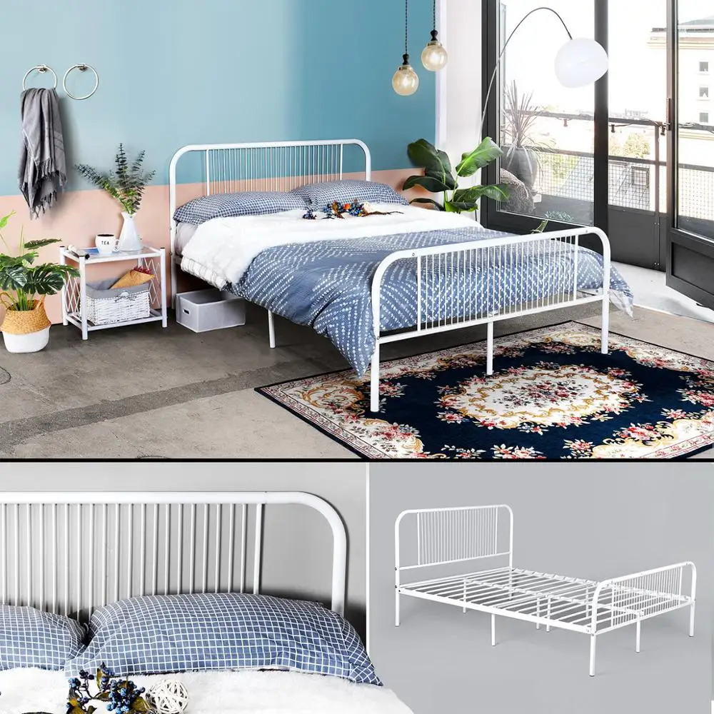 

LINE-MORGANA-W Double Metal Bed Frame - White