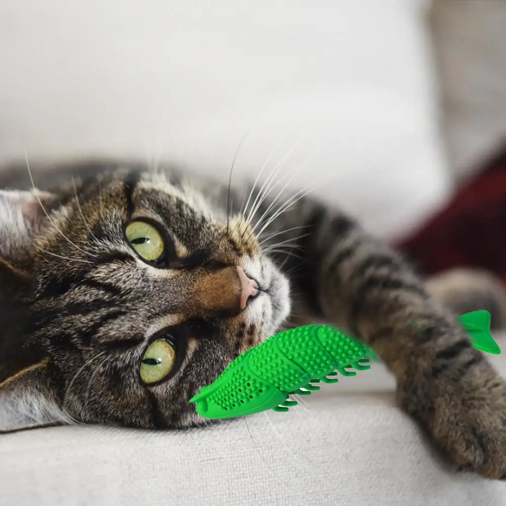 Кошачья зубная щетка, кошачья мята, игрушка в форме рыбы, кошачья мята, силиконовая молярная палочка для чистки зубов, игрушка для кошек, котенок