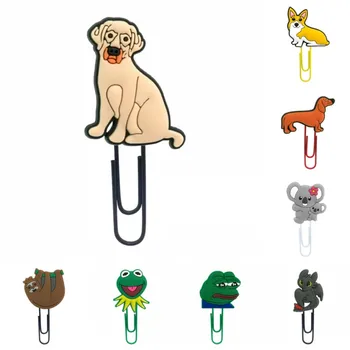 

100pcs Hot Cute Animal PVC Bookmarks Corgi Koala Paper Clips Stationery Office Supply Page Holder for Student Kids Gift