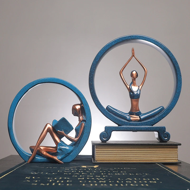 Creative nordic home decor yoga girl statue figurine home decoration accessories desk decoration resin sculpture modern art