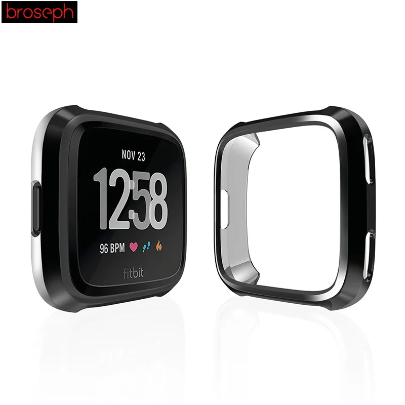 Защитный чехол для экрана для Fitbit Versa Мягкий ТПУ покрытие чехол для смарт часов часы бампер Защитная рамка для Fitbit Versa - Цвет: Black