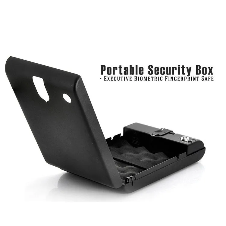 Fingerprint Safe Box Solid Steel Security Key Gun Valuables Jewelry Box Protable Security Biometric Fingerprint Safes Strongbox