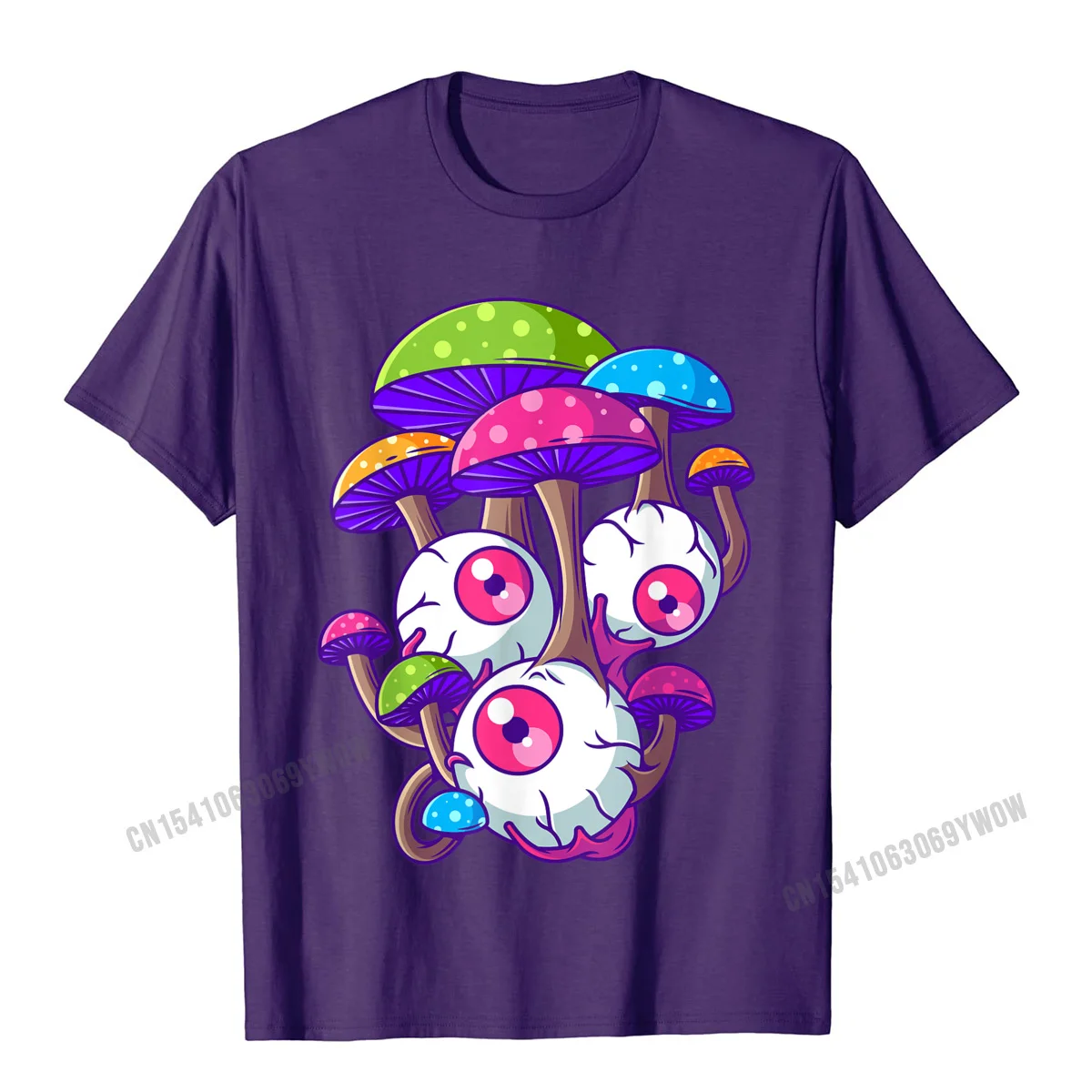 Unique Gift T-shirts High Quality Lovers Day Short Sleeve O-Neck Tees Pure Cotton Men's Comics Tee-Shirt Wholesale Psychedelic Mushroom Hippie Magic Fungus Shrooms Trance Rave T-Shirt__699 purple