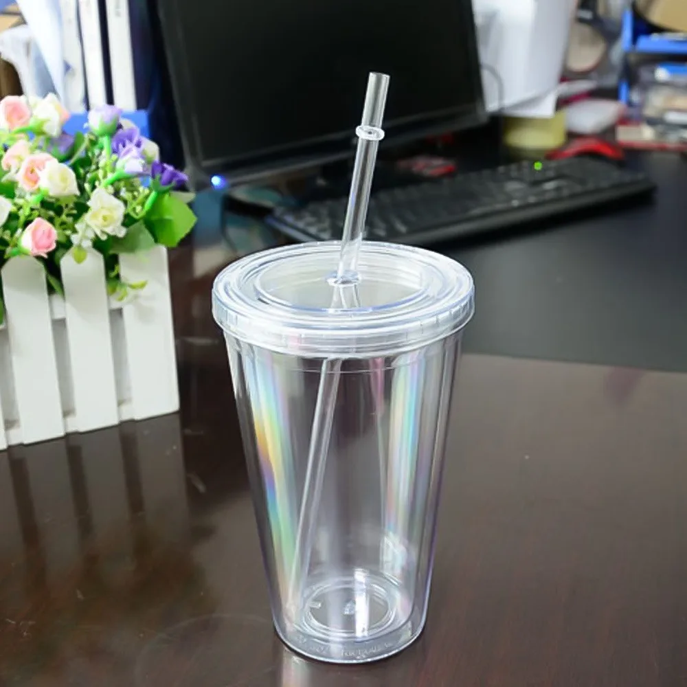 500/650ml Reusable Plastic Bottle Transparent Mug Straw Cup Coffee Juice Personalized Bottom Outdoor Portable Travel | Дом и сад