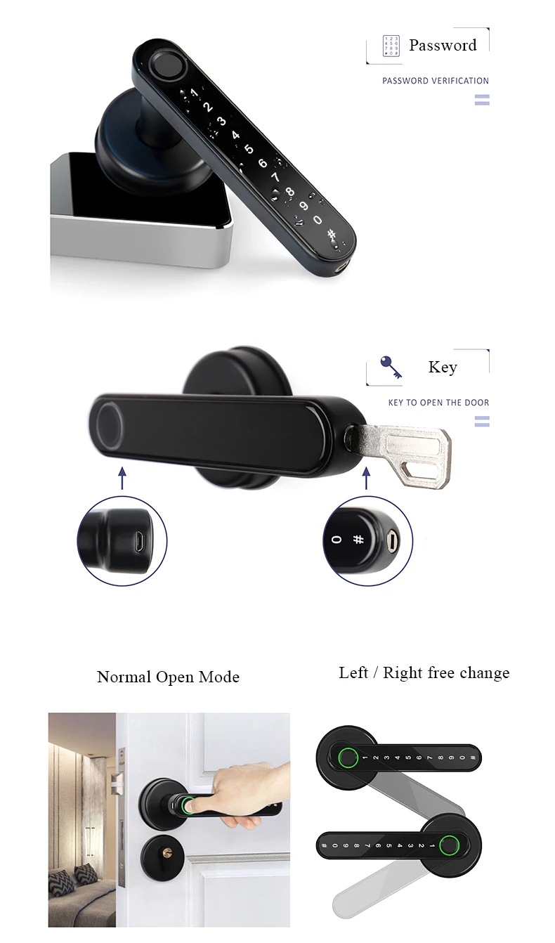 Bluetooth-compatible Remote Control Smart Fingerprint Biometrics Lock For Indoor Wooden Metal Door