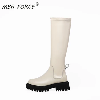 

MBR FORCE autumn and winter women's fashion over the knee high shoes European and American style all-match black and white boots