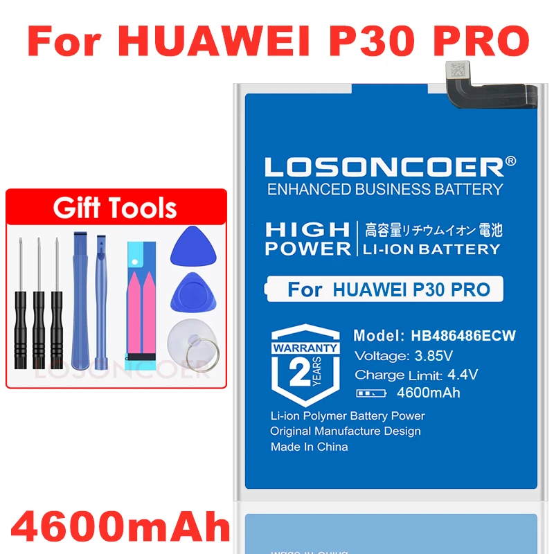 Аккумулятор LOSONCOER HB486486ECW 4600 мАч для Huawei P30Pro P30 Pro Mate20 Mate 20 + Бесплатные