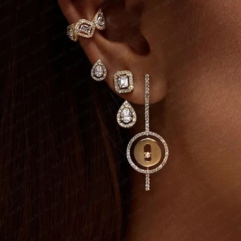 

GODKI BOHO Luxury Round Stud Earrings For Women Wedding Cubic Zircon Crystal CZ Dubai Indian Bridal Earrings Bohemia Hot 2020