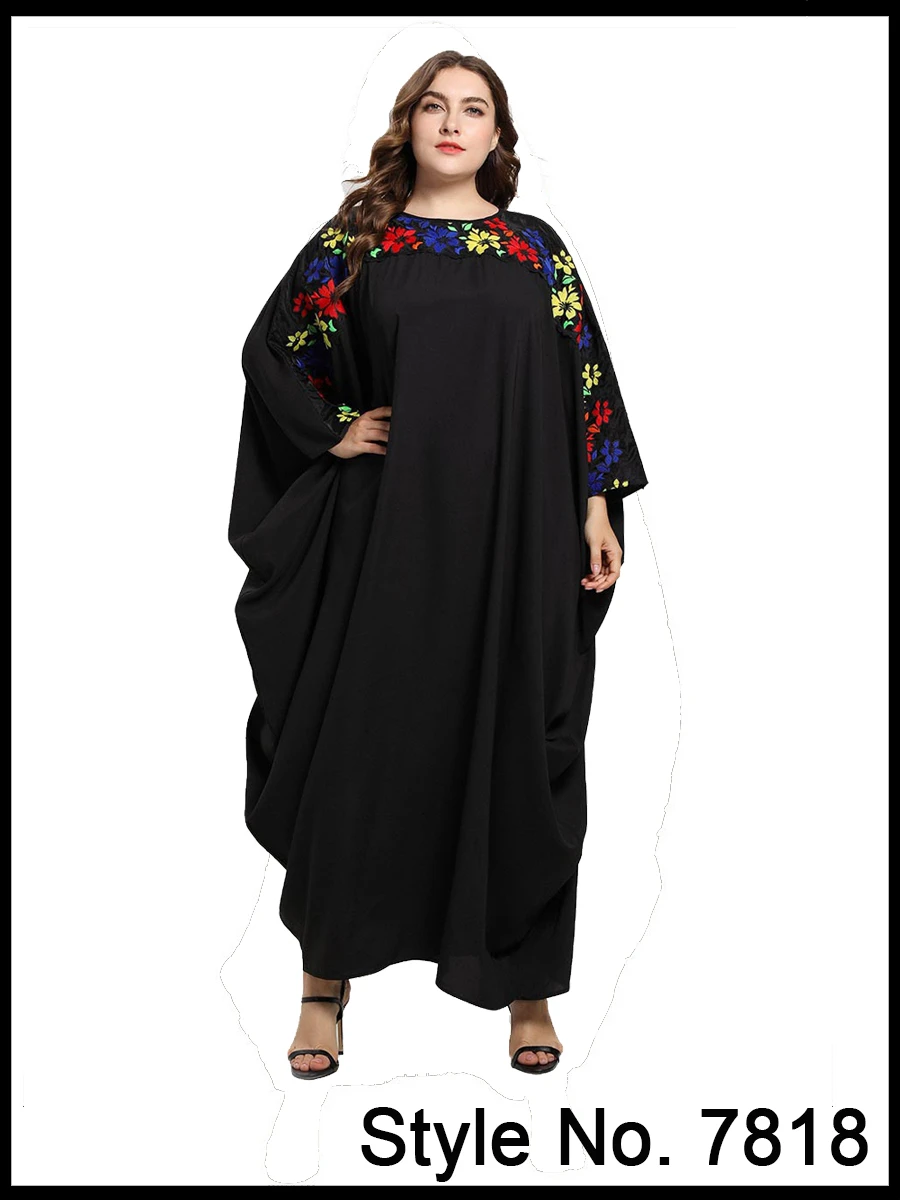 Мусульманский женский Восточный халат abaya кимоно Плюс Размер Макси длинное платье ОАЭ Дубай дамы хиджаб Восточный халат из марокена Турция турецкий ислам одежда - Цвет: plus size abaya 2020