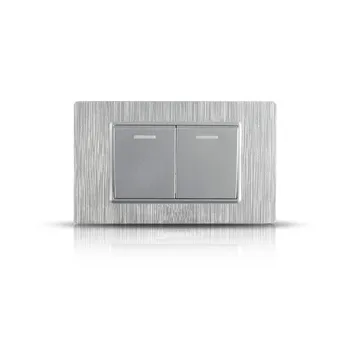 

Switch Wall switch brushed silver panel two open double control socket