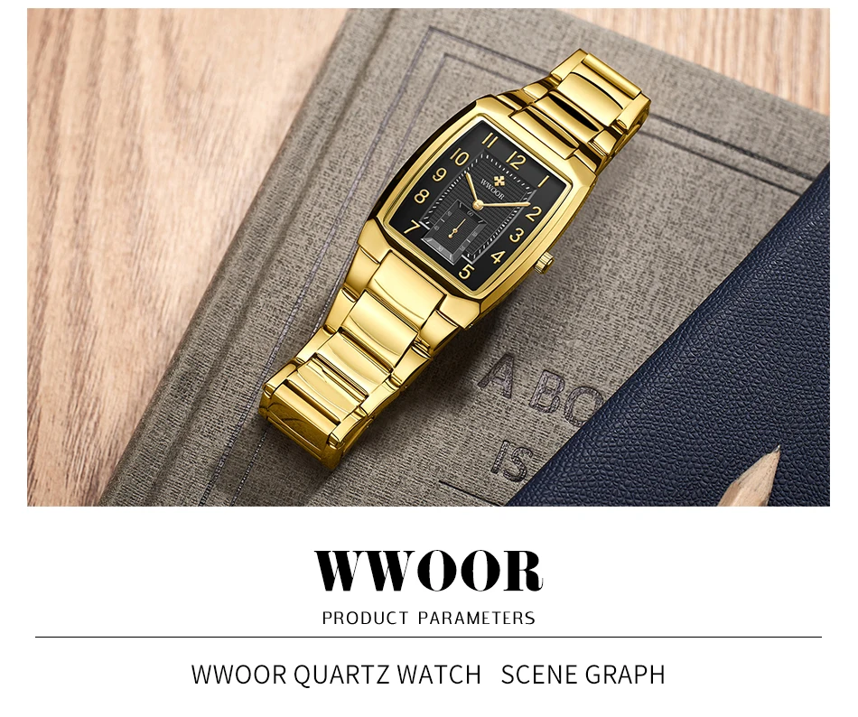 WWOOR-Relógios masculinos de pulso de quartzo de
