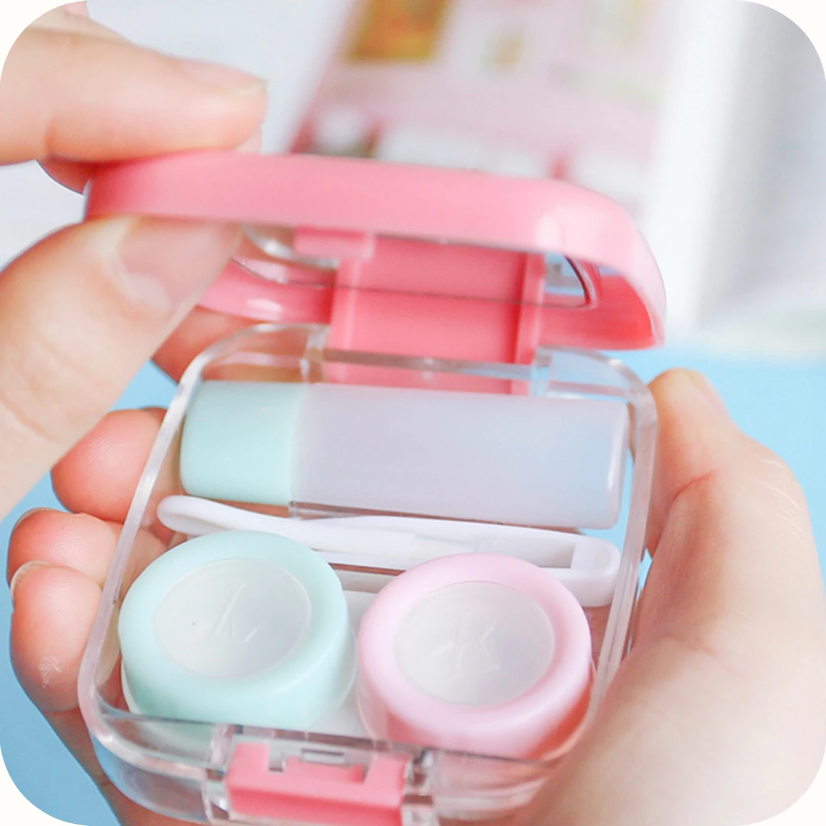 Anime cardcaptor sakura Sakura Magic Array Contact Lens Box Double Box Care Box COS Animation glasses Eyewear Cases