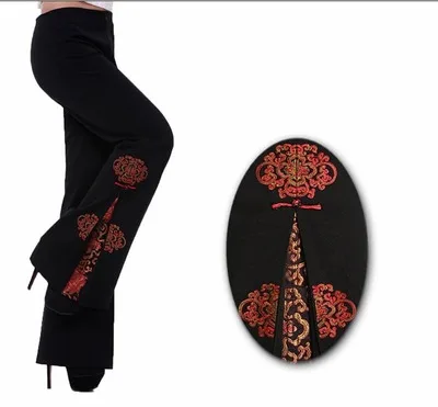 Autumn Autumn style Plus Size 5XL tall waist Embroidered costume split micro speaker Chinese Style trousers women pants - Цвет: Темно-серый