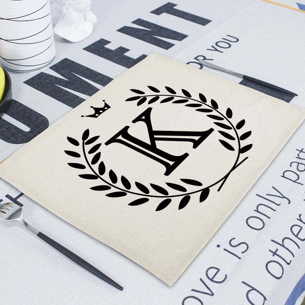 42*32cm Geometric Letter Wedding Napkin Dining Table Mat Drink Coasters Linen Pads Kitchen Table Mats Napkins Servilleta De Tela