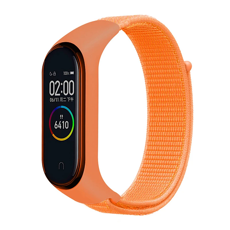 Papaya Сменный нейлоновый ремешок на липучке для xiaomi mi band 4, браслет NFC, умные часы xiaomi mi band 3, цветной ремешок, браслет против потери - Цвет ремешка: Papaya
