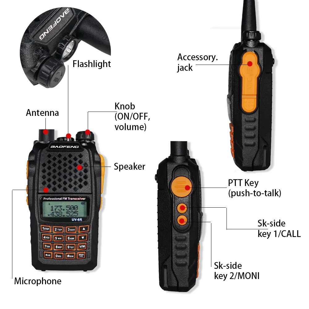 Most Popular dJHls 2 stücke Baofeng UV 6R Walkie Talkie 7W Dual Band Two Way Radio UV 6R FM Transceiver VOX Jagd Schinken CB Radio Upgrade UV 82 Übertragen