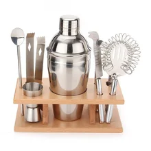 Из нержавеющей стали набор для коктейлей набор барной посуды с деревянная стойка