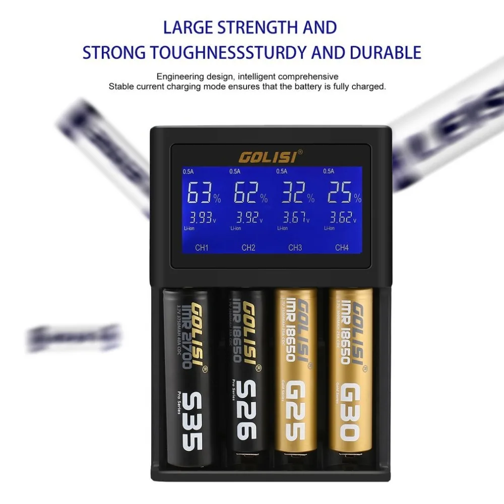 S4 4 слота 2A Смарт ЖК-зарядное устройство для Li-Ion 18650 26650 AA& AAA Ni-MH Ni-cd аккумуляторы