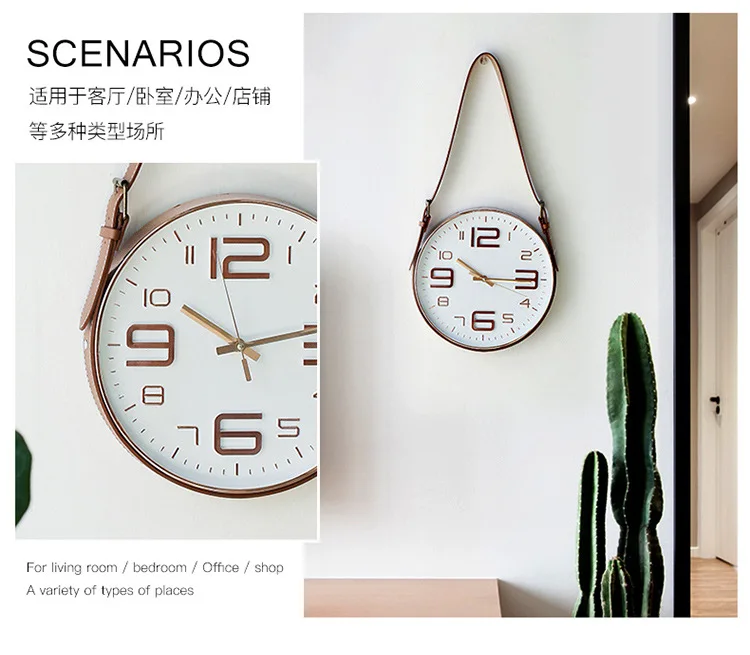 30cm Modern Decor Minimalist Belt Clocks Living Room Wall Fashion Soft Decorations Grill Bar Cafe Wall Atmospheric Wall Clock